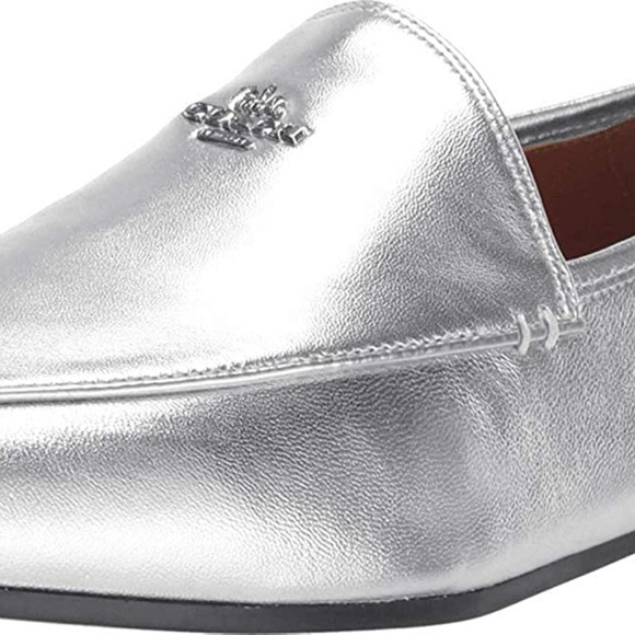 COACH HALLIE SILVER METALLIC LEATHER FLAT HEEL LOAFERS Logo Fashion Shoes 9.5 - Picture 8 of 11
